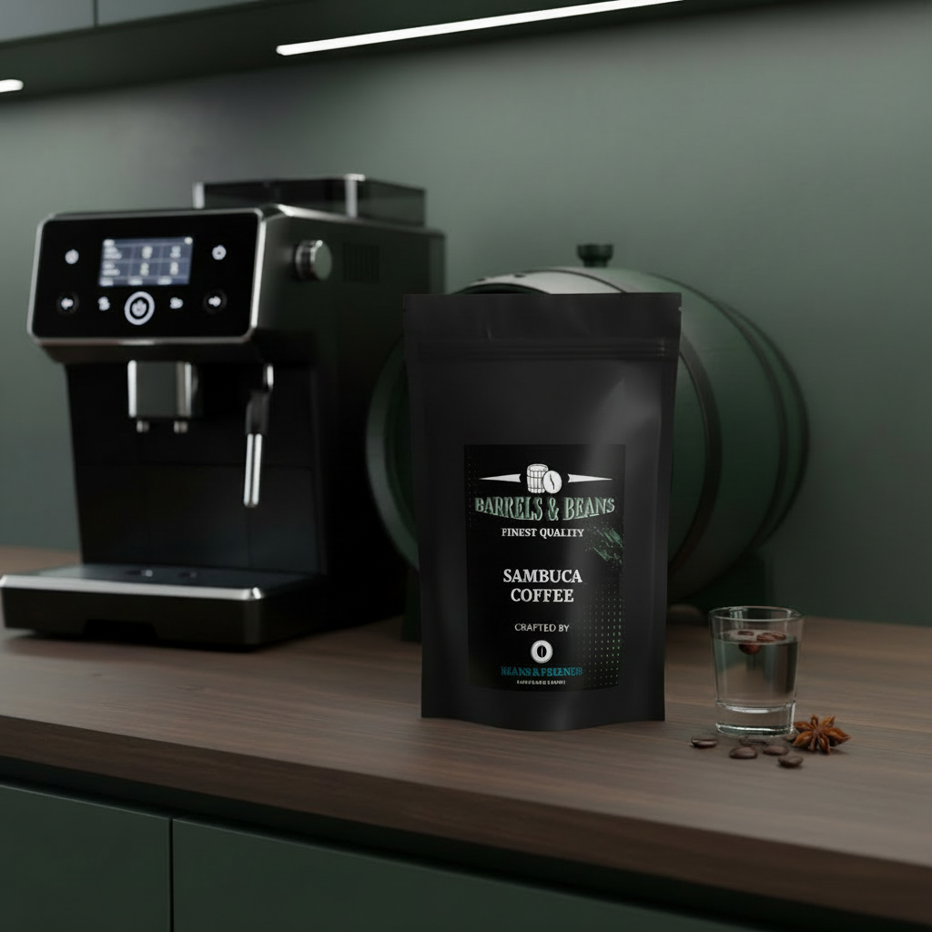 Sambuca Barrel Coffee von Beans & Friends im Vollautomaten – besonderer Fasskaffee mit würzigen Anisnoten, weichem Körper und harmonischem Charakter