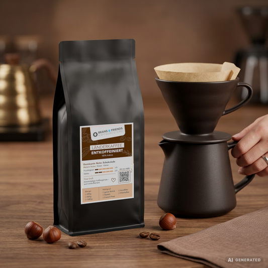 Entkoffeinierter Filterkaffee von Beans and Friends – 100 % Arabica mit feiner Schokoladennote und nussigem Aroma