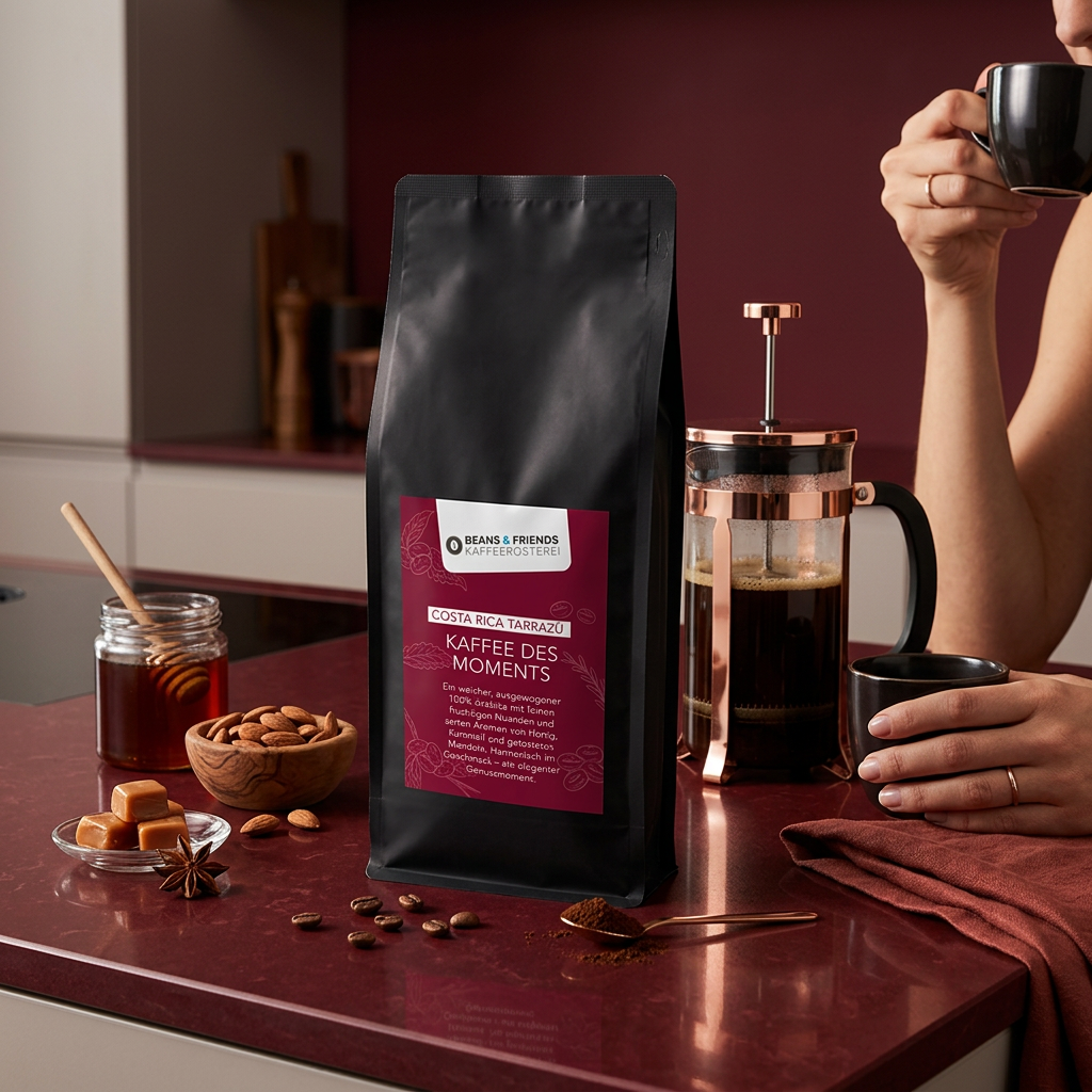 Costa Rica Tarrazú von Beans & Friends in der French Press – ausgewogener Kaffee mit feiner Süße und gerösteten Mandelnoten