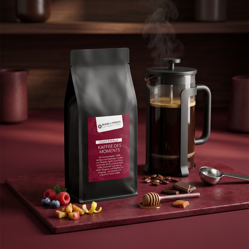 Guatemala von Beans & Friends in der French Press – vollmundiger Kaffee mit fruchtigen Noten und feiner Schokoladensüße