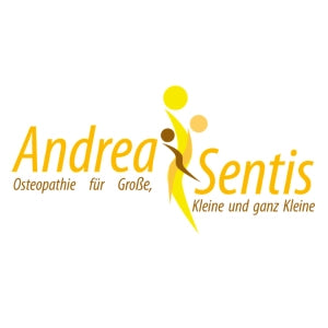 „Andrea Sentis Osteopathie Logo – Warmes Design in Weiß, Gelb und Sonnengelb, für die ganzheitliche Gesundheit von großen, kleinen und ganz kleinen Patienten, Gesundheitskunde.“