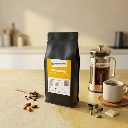 Balance Mittel-Kräftig Kaffee für French Press – kräftiger Blend mit Schokoladen- und Mandelnoten, mehr Körper und Tiefe bei angenehm weichem Charakter