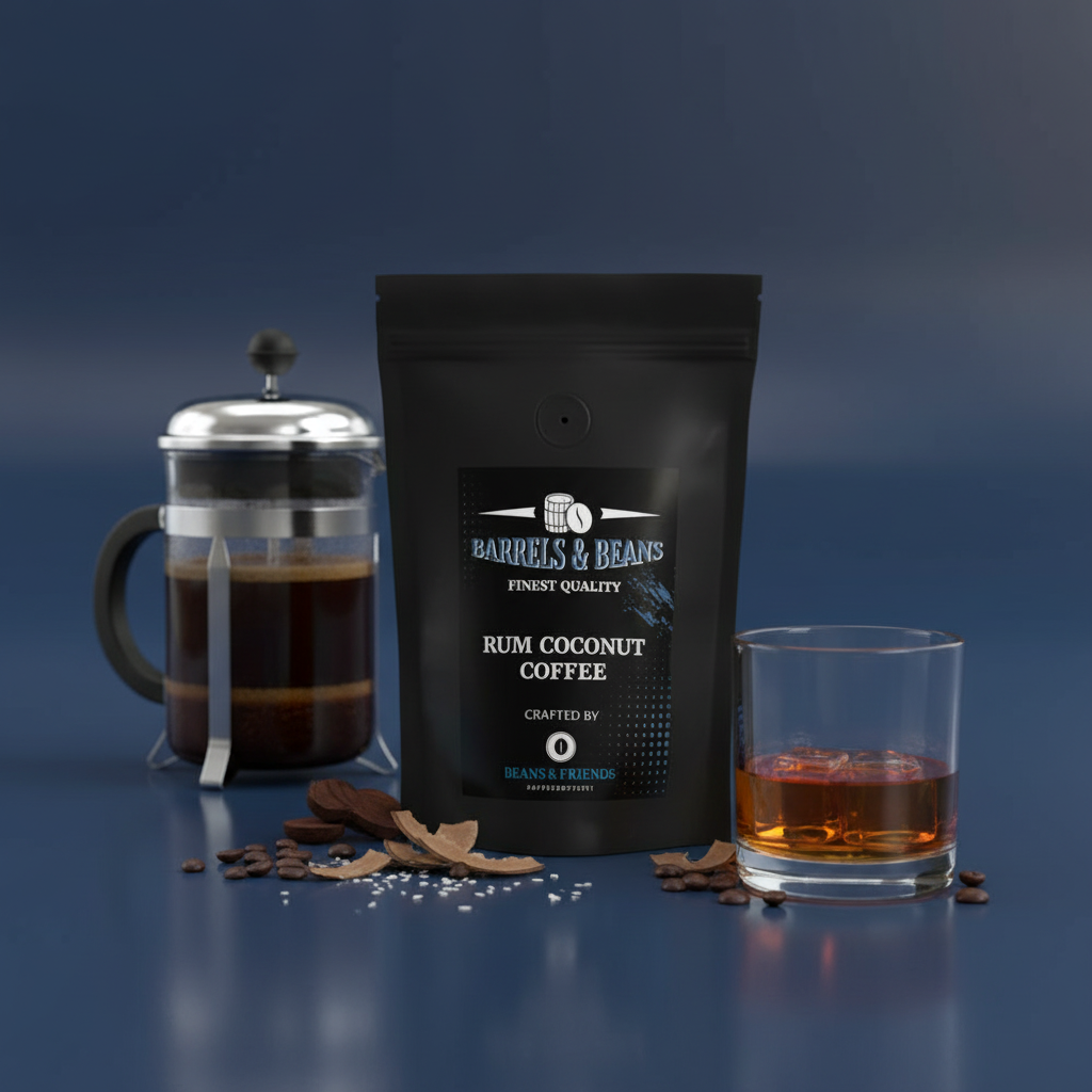 Rum Barrel Coffee von Beans & Friends in der French Press – Kaffee mit Kokosnote und Fassreife