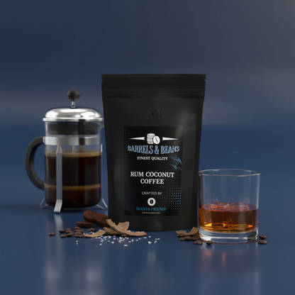 Rum Barrel Coffee von Beans & Friends in der French Press – Kaffee mit Kokosnote und Fassreife