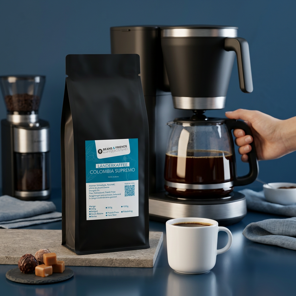 Columbia Kaffee für Filterkaffee  – 100 % Arabica mit feiner Schokoladennote, mild, weich und harmonisch ausgewogen.
