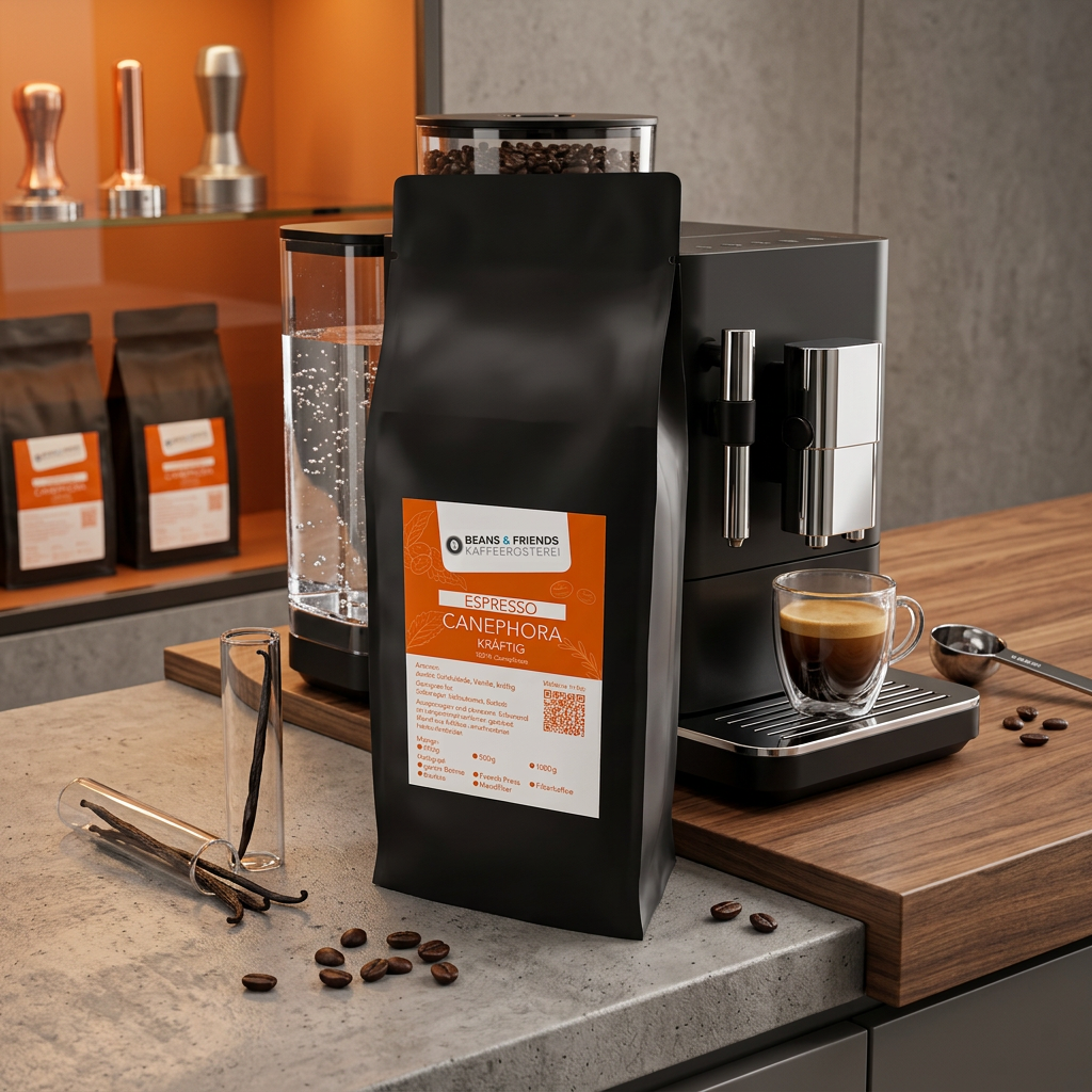 Espresso Canephora von Beans & Friends im Vollautomaten – vollmundiger Espresso mit markanter Würze und kräftigem Körper