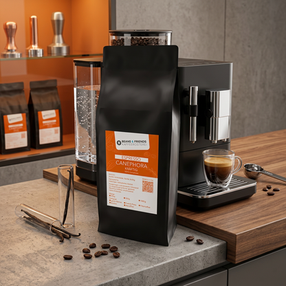 Espresso Canephora von Beans & Friends im Vollautomaten – vollmundiger Espresso mit markanter Würze und kräftigem Körper
