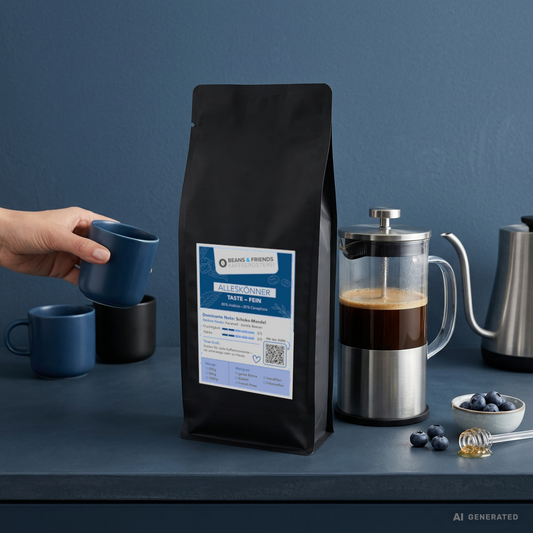 Alleskönner / taste -  fein / von Beans & Friends in der French Press – Kaffee mit Nuss-, Schoko- und Beerennoten
