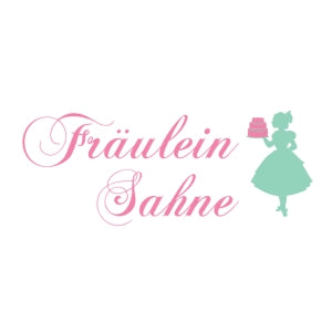 „Frl. Sahne Logo – Verträumtes Design in Pink und Blau, spiegelt die süßen, zarten Gebäcke des Partners wider, Gastronomie-Kunde.“