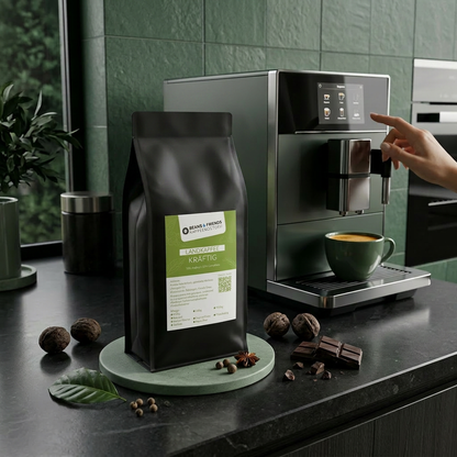 Landkaffee Kräftig für Vollautomaten von Beans and Friends – 70 % Arabica und 30 % Canephora mit dunkler Schokolade, Walnuss und kräftigem Körper
