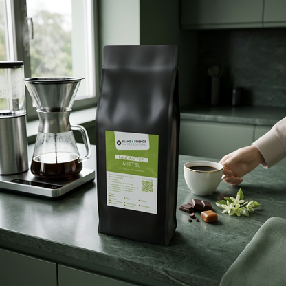 Landkaffee Mittel für Filterkaffee – ausgewogener Kaffee mit Schokolade, Karamell und leichter floraler Note, weich und harmonisch