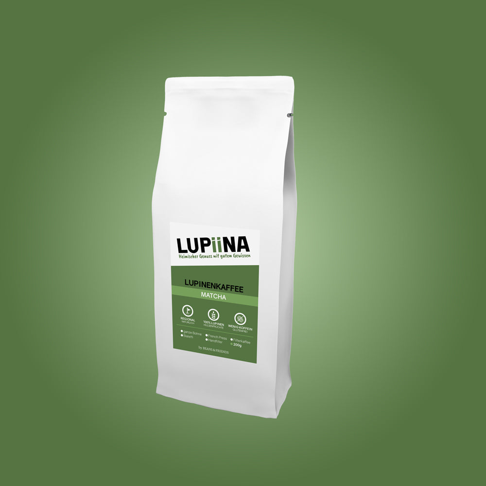 Lupiina Matcha von Beans & Friends – Lupinenalternative mit hochwertigem Matcha, feinherber Note und harmonischem Geschmack