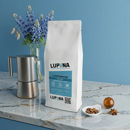 Lupiina Active von Beans & Friends aus dem Espressokocher – vollmundige Lupinen-Kaffee-Mischung mit karamelliger Aromatik