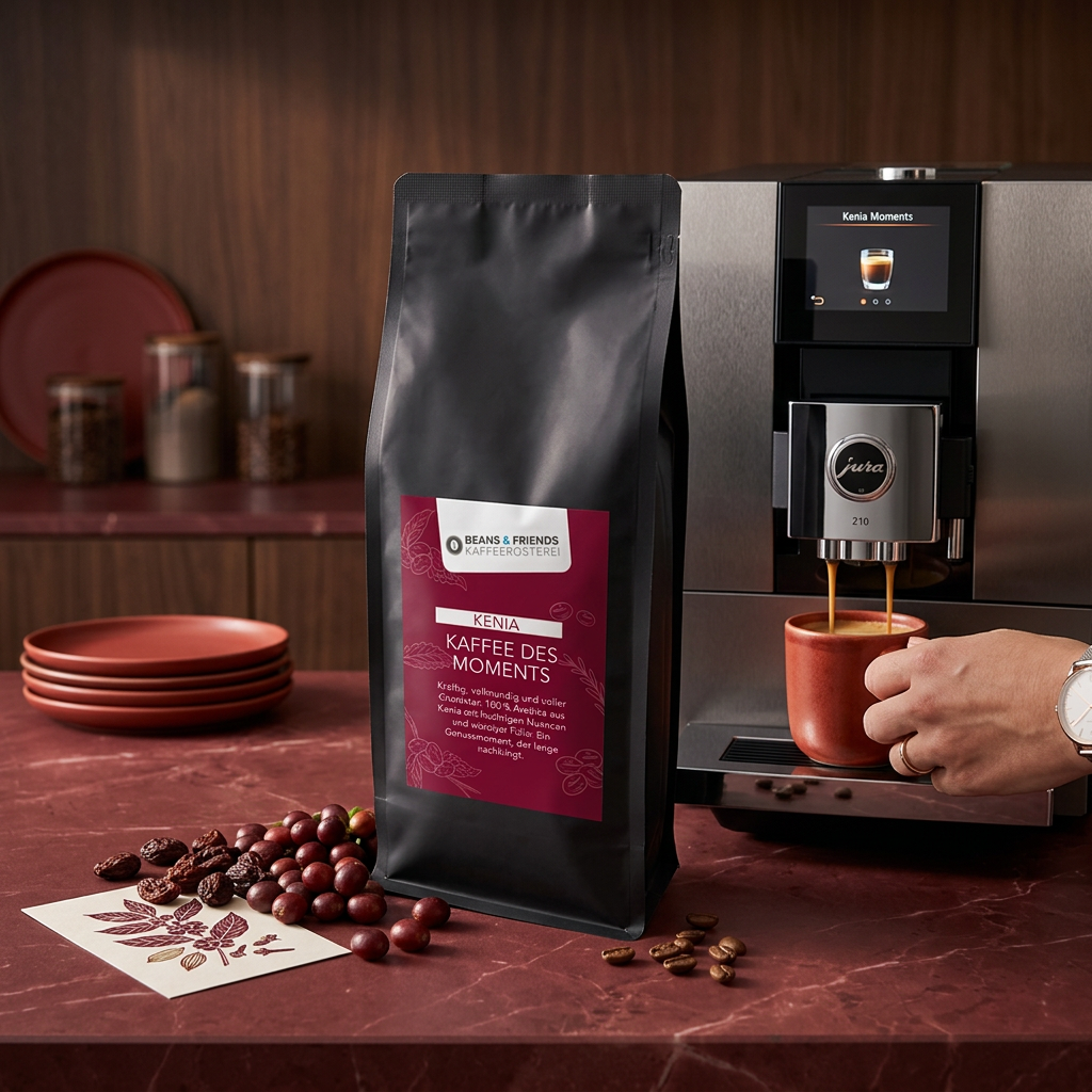 Kenia von Beans & Friends im Vollautomaten – vollmundiger Kaffee mit fruchtigen Noten und würziger Aromatik