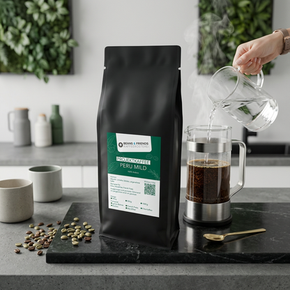 Peru Mild von Beans & Friends in der French Press – weicher Länderkaffee mit milden Röstaromen
