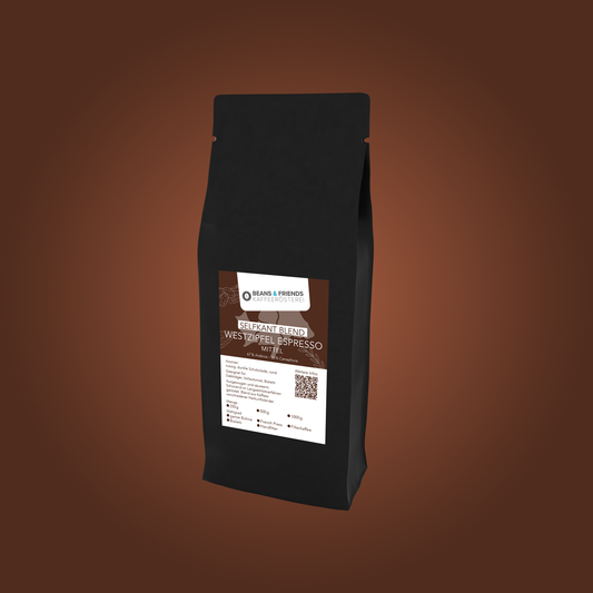 Westzipfel Espresso von Beans & Friends – vollmundiger Espresso mit nussigen und dunklen Schokoladennoten, ausgewogen mit feiner Crema